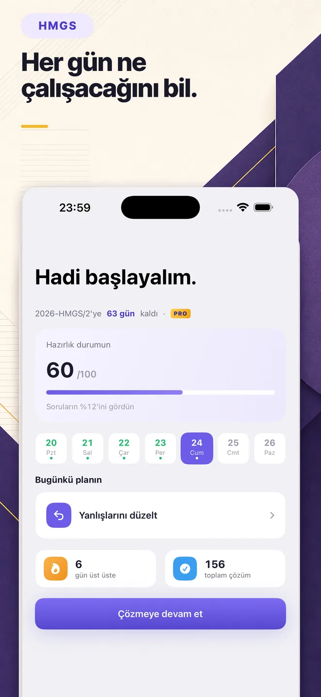 Yanlışları düzeltme ve günlük soru hedefi içeren çalışma planı.